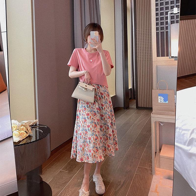 Sweet Tea Girl Chiffon Floral Sling Dress Summer Vacation Style Long Gentle Style Dress