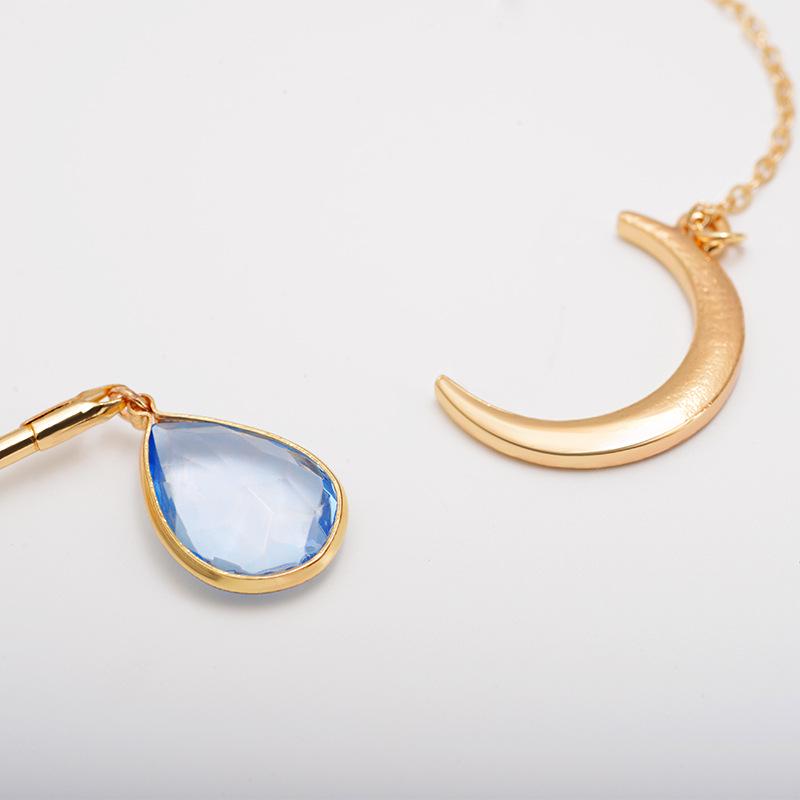 Fashion Jewelry Simple and Generous Diamond Moon Drop Ladies Short Necklace Chain Collar