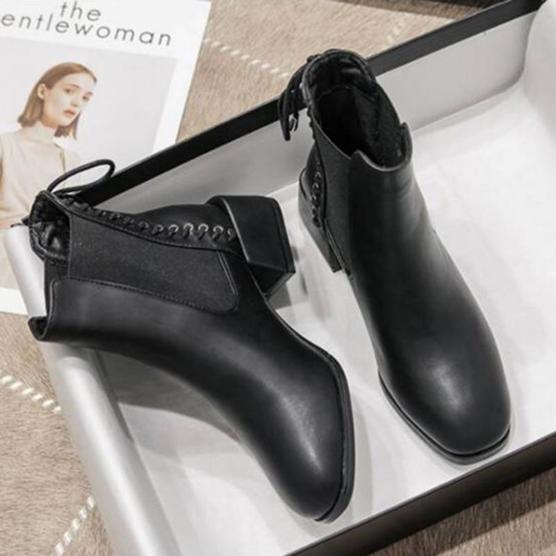 Women's Boots Mid-heel Thick-heeled High-heeled Shoes Spring Autumn All-match Single Boots Martin Boots Short Boots Women