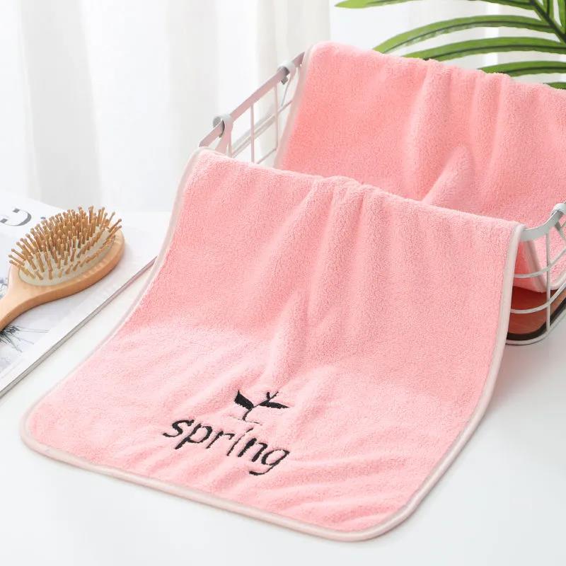 Quick Dry Soft Four Colors High Absorbent Face Towel Thick Cotton Solid Color Bathroom Beach Towels for Adults and Kids