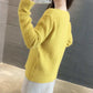 V-neck Sweater Women Spring and Autumn Loose Short Bottoming Shirt Solid Color Stitching Bottoming Blouse Women Pullover