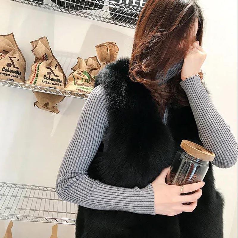 Fur Vest Women's Short Autumn and Winter Imitation Fox Fur Vest Slim Fashion Vest Coat