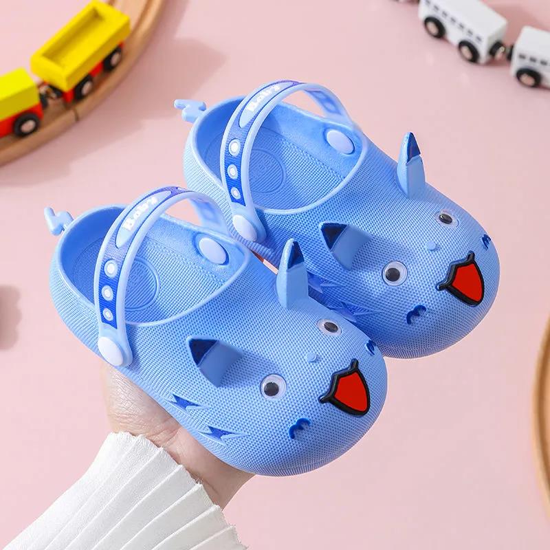 Baby Slippers Girls Boys Summer Soft Sole Solid Color Casual Slipper Anti-slip Cartoon Dual Purpose Sandals Beach Sandals