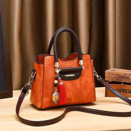 Fashion PU Leather Handbag for Women Girl Messenger Bags with Tassel Ladies Party Shoulder Bags