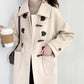 Retro Horn Button Woolen Coat Women's Mid-length 2021 Autumn and Winter Korean Style Thick Woolen Coat