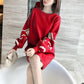 Autumn and Winter Fashion Casual Jacket Mid-length Long-sleeved Dress Slim Round Neck Sweater