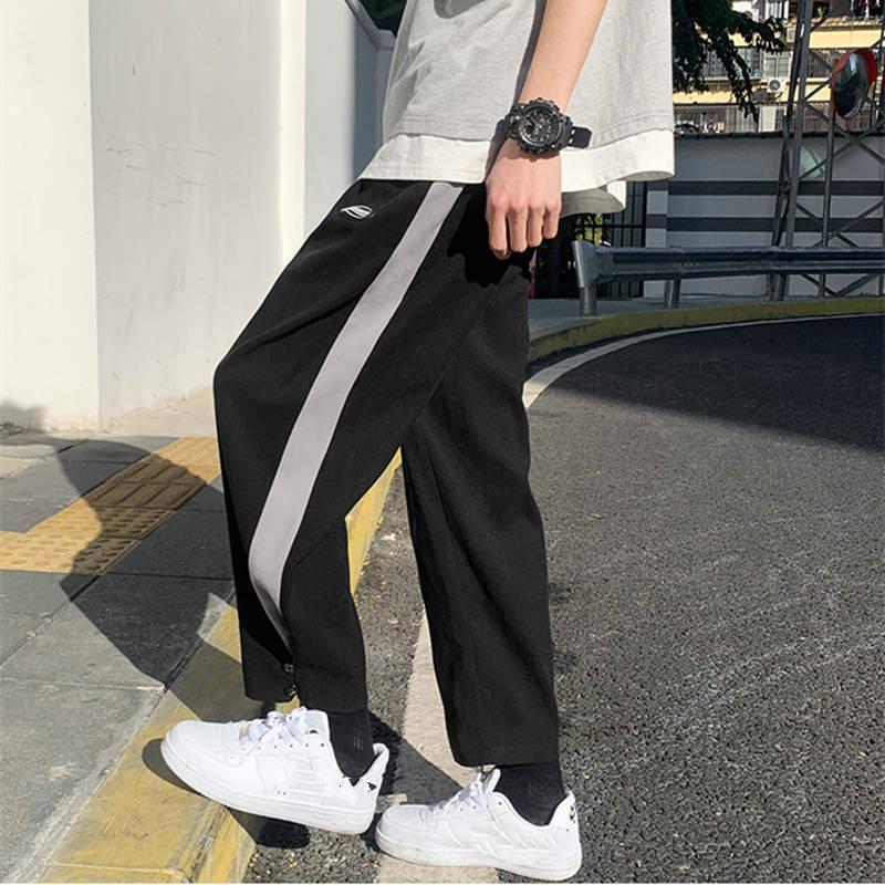 Summer Ice Silk Pants Men's Straight Nine-point Casual Pants Men's Nine-point Pants Thin Section Male Student Trend