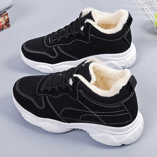 Winter Plus Velvet Padded Women's Shoes Non-slip Wear-resistant Lightweight and Warm Women's Cotton Shoes Padded Sneakers