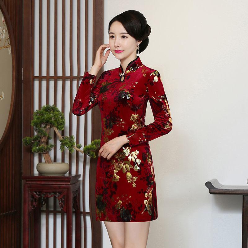 Chinese Women's Charming Mini Dress Evening Dress Dragon & Phoenix Cheongsam Qipao Large Size