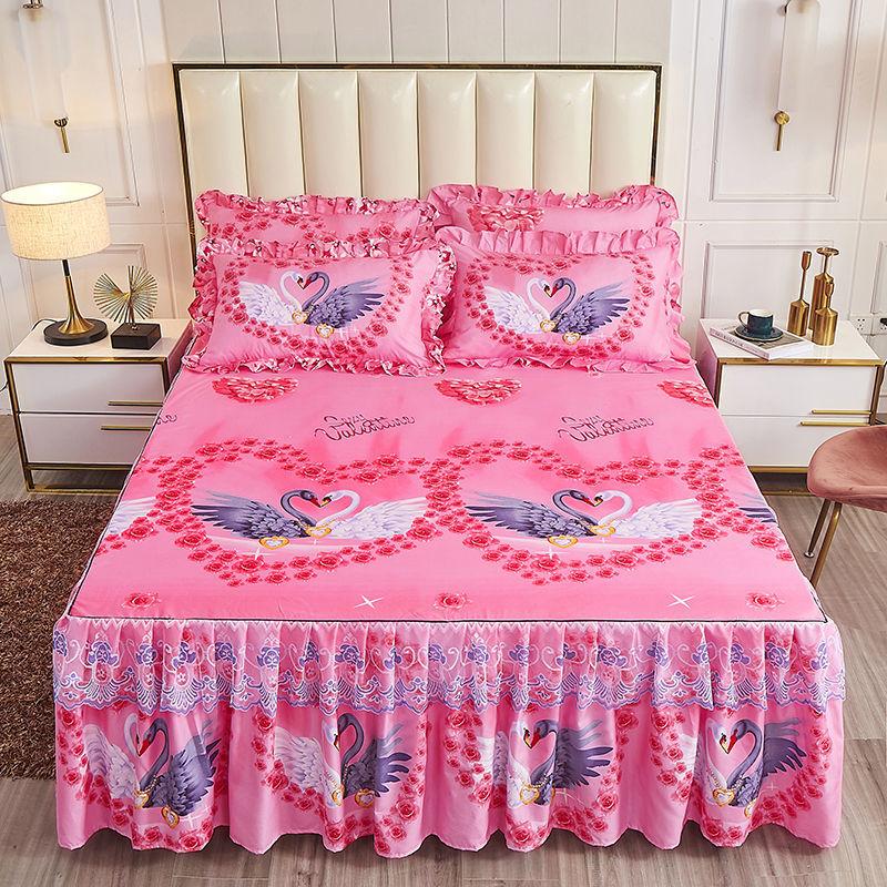 3pcs/set Lace Bed Skirt Korean Four Seasons One-piece Bedspread Cute Princess Style Sheets