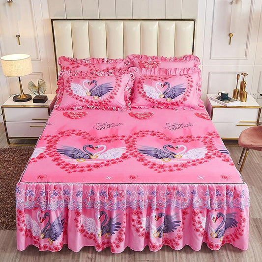 3pcs/set Lace Bed Skirt Korean Four Seasons One-piece Bedspread Cute Princess Style Sheets
