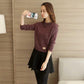 Autumn and Winter Knitted Sweater Short Round Neck Loose Top Simple Long-sleeved Women's Bottoming Shirt