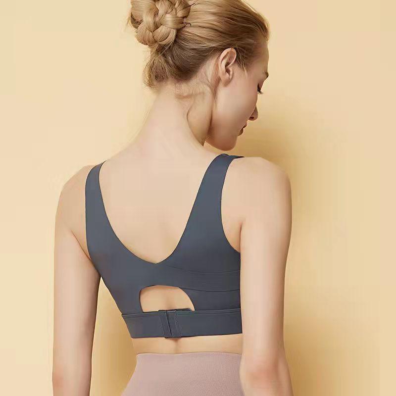 Women's Seamless Sports Underwear One-piece Cross Beautiful Back Anti-sagging Vest High-intensity Shockproof Running Fitness Bra Yoga Vest Sports Top