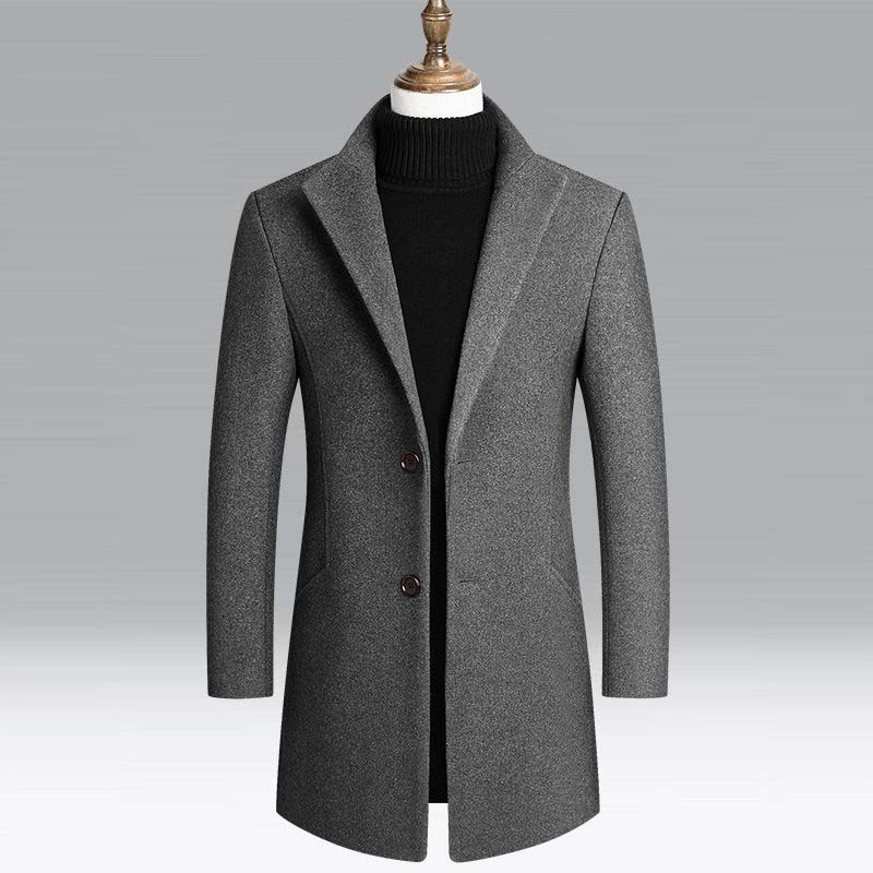 Men's Autumn and Winter Jacket 2021 New Wool Coat Mid-length Casual Windbreaker