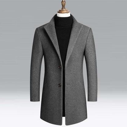 Men's Autumn and Winter Jacket 2021 New Wool Coat Mid-length Casual Windbreaker