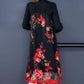 Women's Stitching Mesh Embroidery Sweater Dress Women's Large Size Loose Long A-line Knitted Dress High-end Pullover Sweater Outwear Autumn Winter