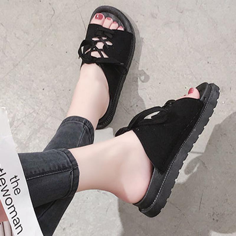 Roman Style Slippers Female Korean Version of The Society Wear Flat Sandals and Slippers Female Students All-match Summer Beach Shoes