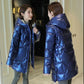 Winter Glossy Down Jacket Korean Thick Hooded Cotton Jacket Solid Color Disposable Mid-length Ladies Down Jacket