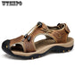 Men's Sandals Leather Breathable Closed-Toe Sandal Summer Beach Shoes Outdoor Shoes