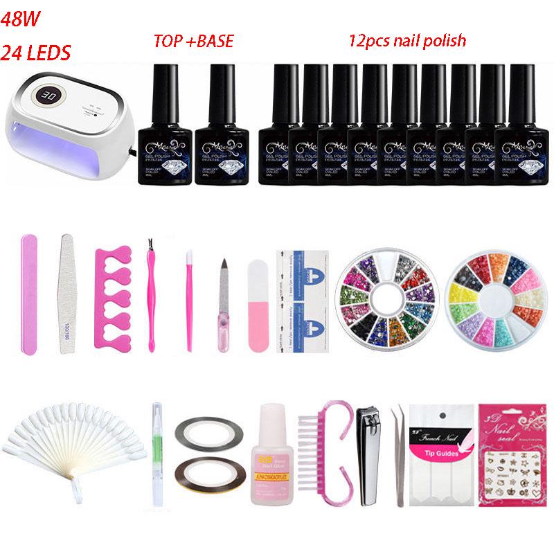 Nail Kit 45/48W LED UV Lamp nail dryer set Gel Nail Polish Set Nail Art Tool kit Manicure Set