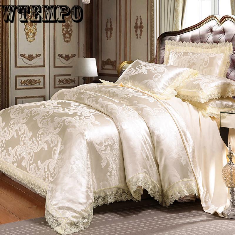 Jacquard Bedding Set Luxury Satin Jacquard Satin Comforter Cover Bed Linen Bedclothes Set Home Textile