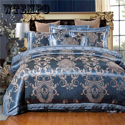 Jacquard Bedding Set Satin Europe Style Duvet Cover Bedspreads Bed Linen Bedclothes