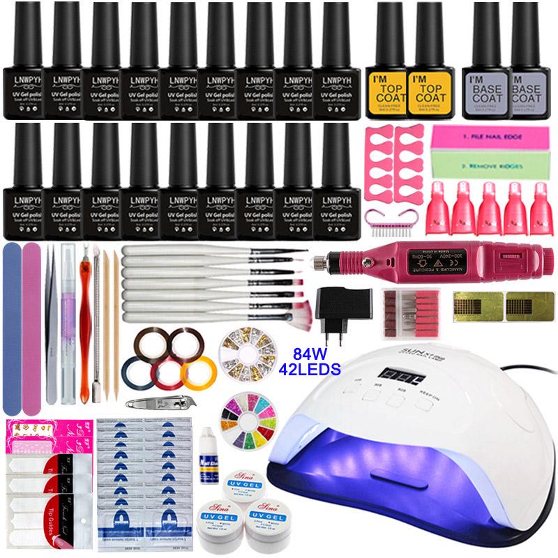 Nail Set UV LED Lamp Dryer Gel Nail Polish Starter Kit Manicure Nail Art Tool Primer Nail Art Set
