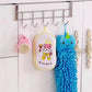 Stainless Steel Five-hook Cabinet Door Back Towel Rack Rag Rack 5-hook Coat Hook Kitchen Door Back Hook Rack With Cleaning Brush