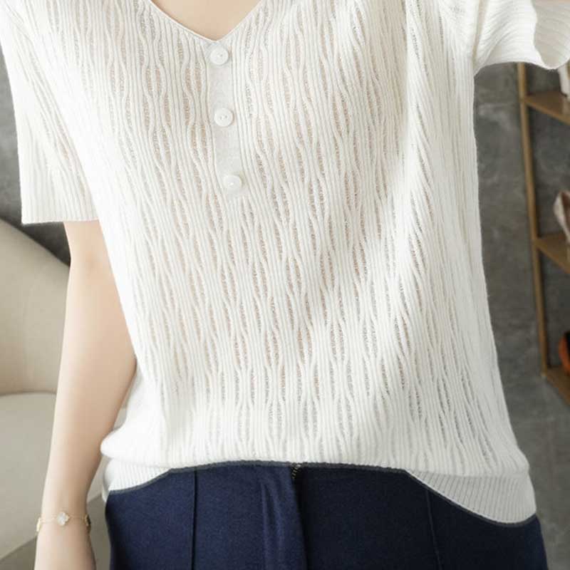 Ice Silk Short-sleeved T-shirt Women Loose All-match Large Size Top Outer Wear Bottoming Sweater
