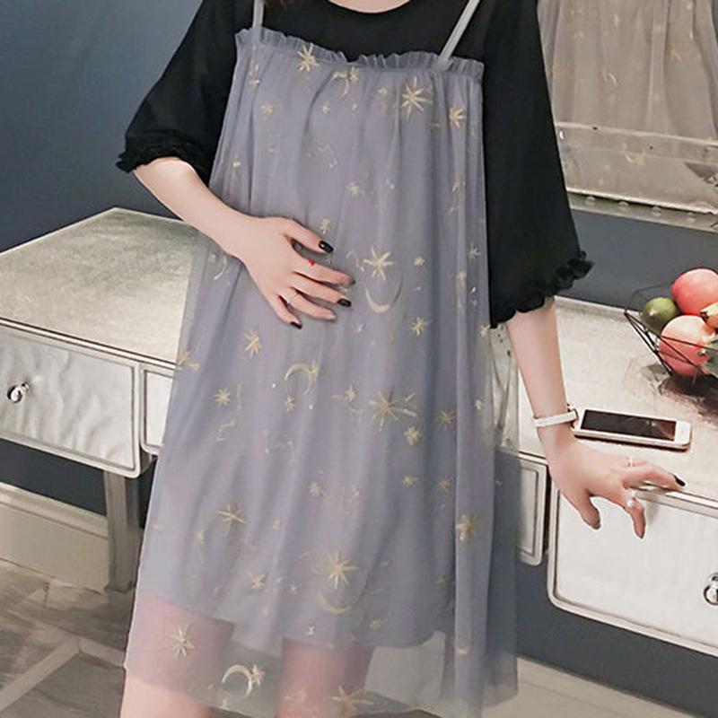 Summer Dress Chiffon Gauze Plus Sequins Fake Two-piece Small Girl Dress