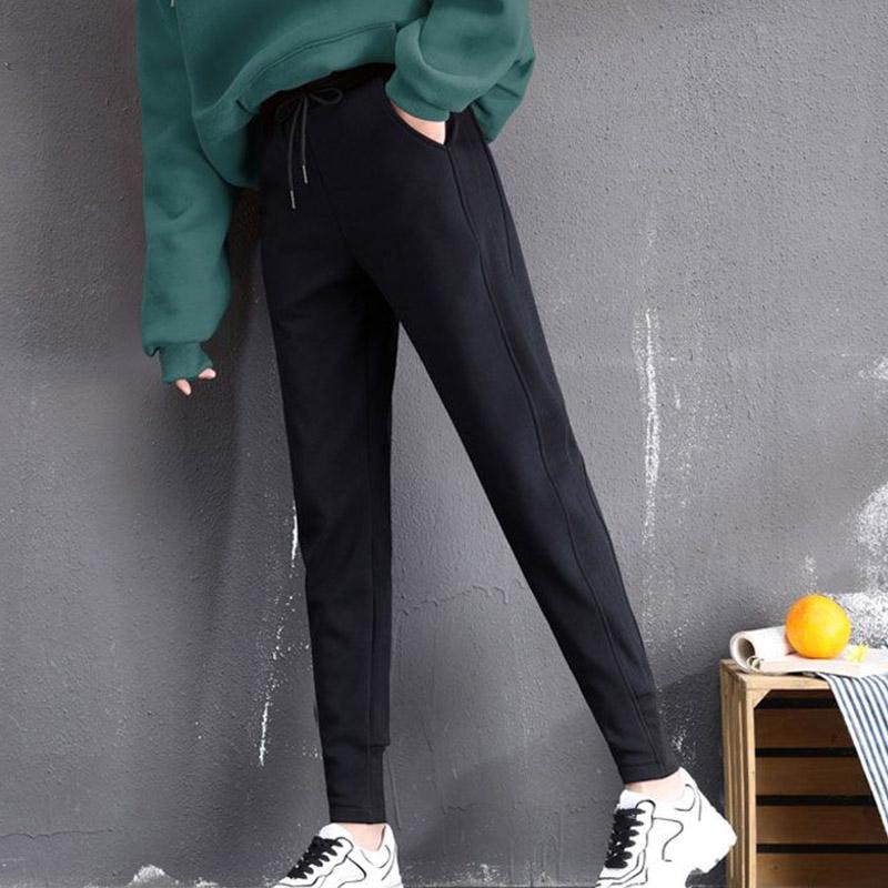 Lamb Velvet Padded Lining Winter Warm Cotton Trousers Women's Loose Harem Pants Large Size Slimming Casual Sports Pants Fashionable All-match