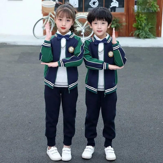 Kindergarten Uniforms Spring and Autumn Clothes Elementary School Uniforms Suits Children's Class Clothes Sportswear Green Two-piece Suit