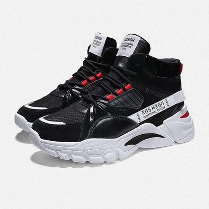 Spring Men's High-top Sports Shoes Men's All-match Height Increase Shoes Breathable Student Shoes Men