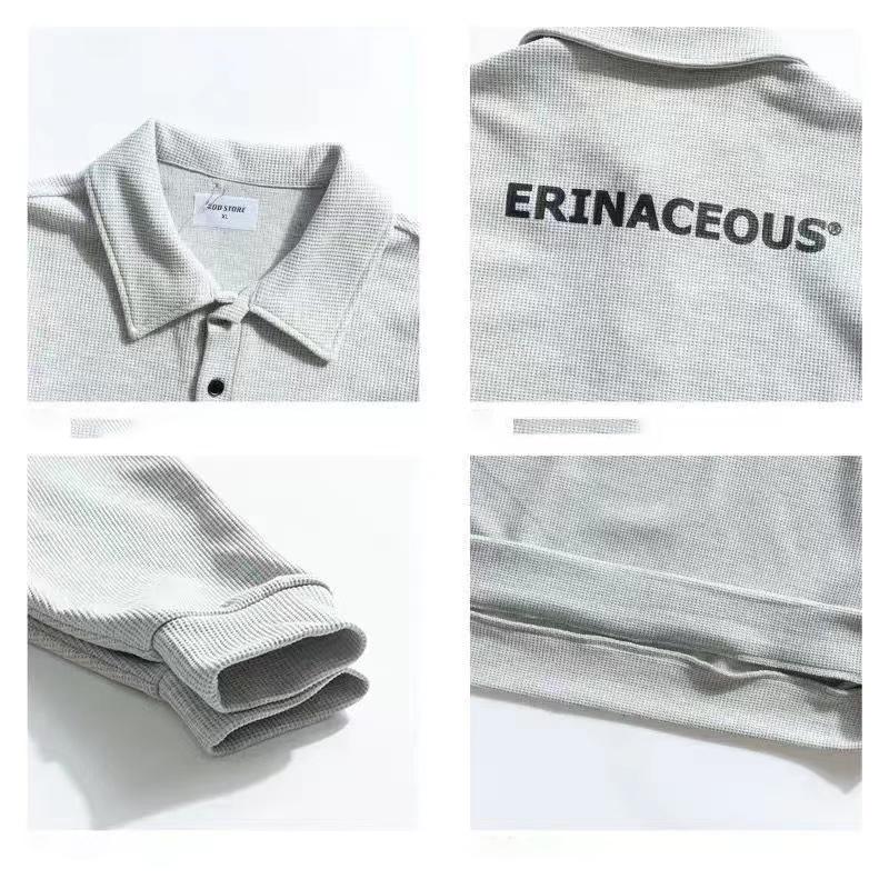 Male Lapel Sweater Loose POLO Wild Trend Spring  Handsome Waff INS Comfortable and Warm Breathable Cotton Hoodie