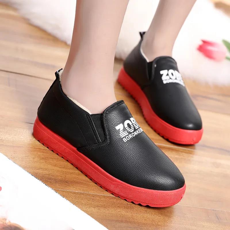 Winter Warm Korean Version of All-match Waterproof Plus Velvet Padded Cotton Shoes Flat-bottomed Cotton Shoes for Women