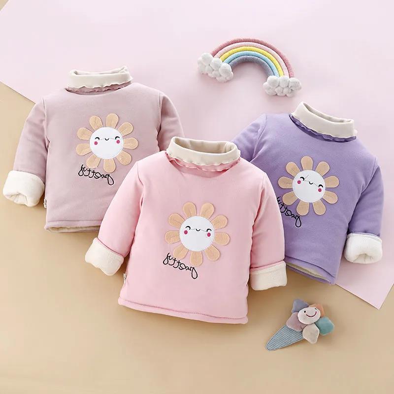 Children's Velvet Padded Winter Quilted Cotton Clothing Turtleneck Pullover Quilted Jacket Warm Sweater