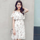 Women's Summer Chiffon Off-the-shoulder Dress Short A-type Short Skirt Waist Slimming Ladies Chiffon Dress Off-shoulder Dress