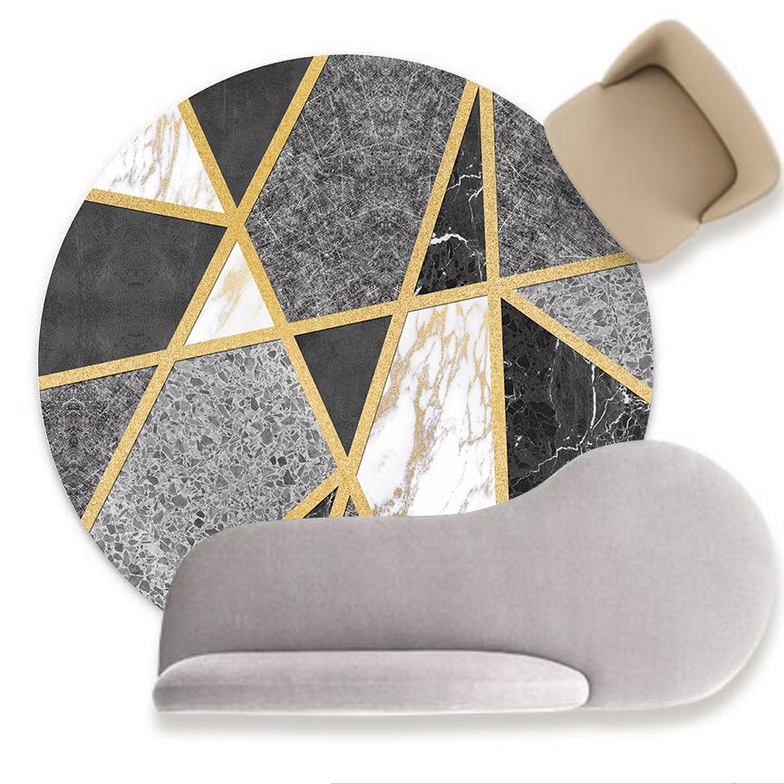 Round Carpet Fashion Modern Imitation Marble Pattern Living Room Carpet Bedroom Hanging Basket Chair Round Non-slip Floor Mat Carpet