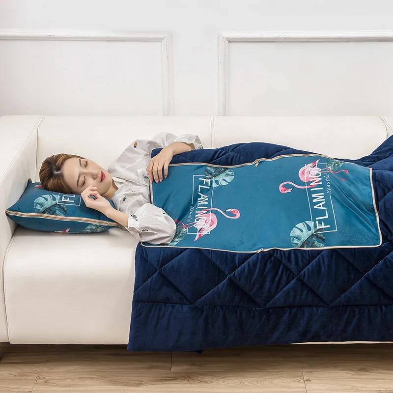 Winter Dual-use Pillow Variable Quilt Coral Fleece Home Sofa Pillow Car Warmth Artifact