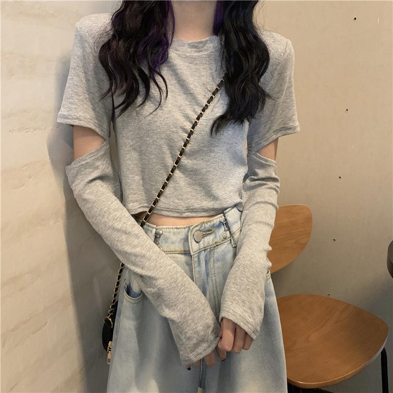 Off Shoulder T Shirt Casual Loose Clothes Tops Pure color Leisure Long Women pullover