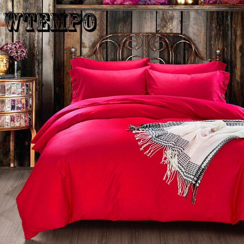 4Pcs Solid Color Bedding Set Duvet Cover Cushion Sets Linen Bed Sheet Bed Sets