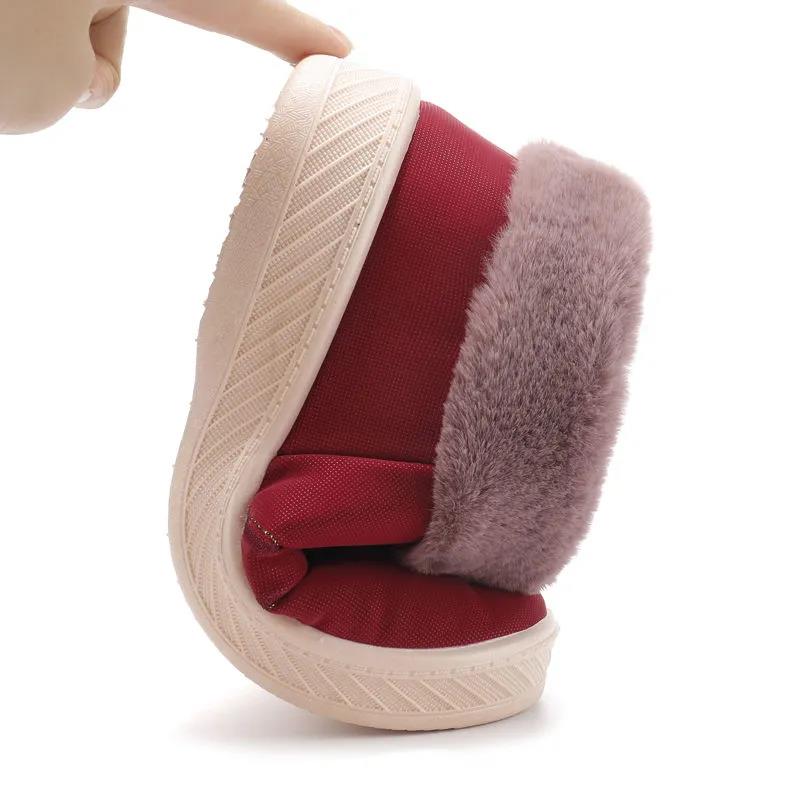 Leather Cotton Shoes Winter Home Outdoor Cotton Shoes Waterproof Winter Pu Leather Thick Bottom Non-slip Warm Couple