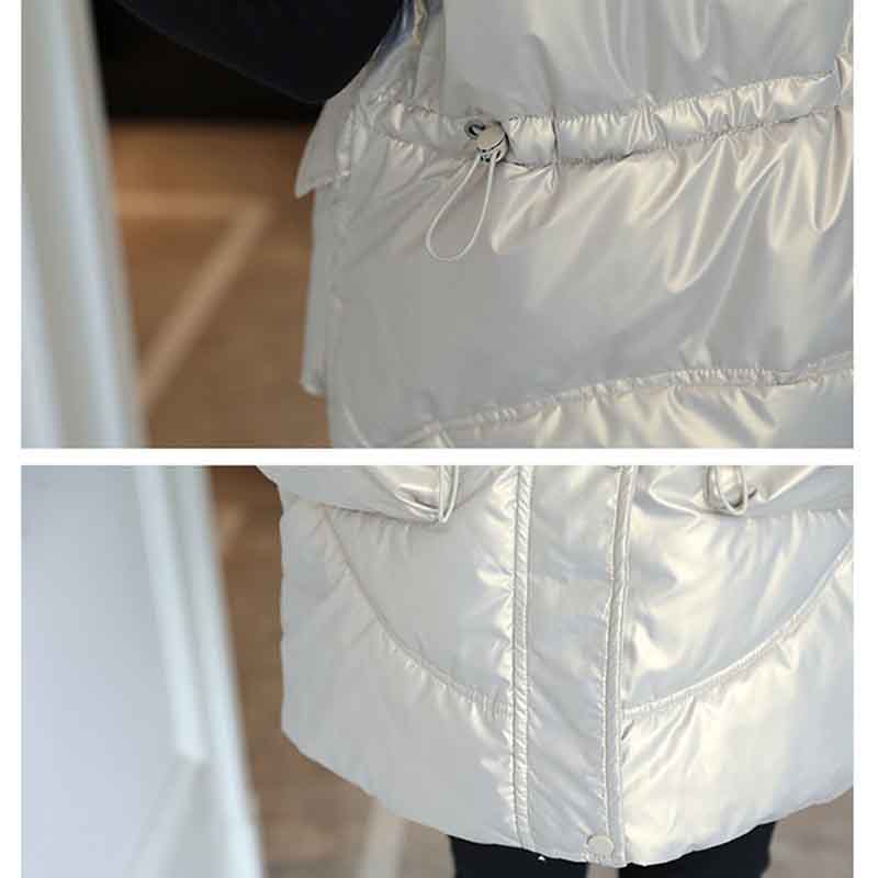Cold-proof Vest Women's Autumn and Winter Bright Surface Wash-free Down Cotton Mid-length Outer Wear Vest Jacket