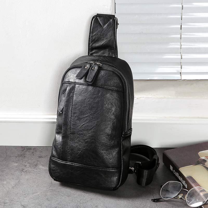 Chest Bag Black Men Waterproof Multi-pocket Crossbody Outdoor Sports and Fitness Shoulder Bag