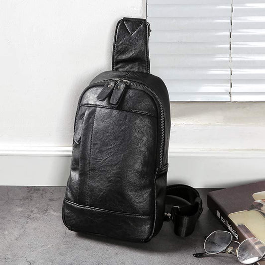 Chest Bag Black Men Waterproof Multi-pocket Crossbody Outdoor Sports and Fitness Shoulder Bag
