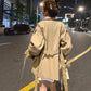 Women's Short Coat Loose and Thin All-match POLO Collar Windbreaker Women's Short Casual British Style Coat Windbreaker