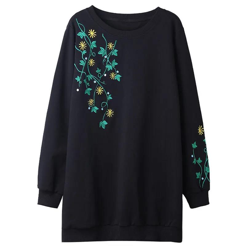 Women Ladies Long Sleeve Loose Blouse Summer Round Neck Casual T-Shirts Tops Clothing embroidery Casual Soft Pullover