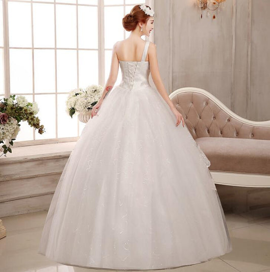 A Line Lace Flower Straps Appliques Nice Gowns Wedding Dress