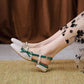 Fairy Style French Single Shoes Women Summer Mid-heel Thick-heeled Small Leather Shoes with Skirt One-word Buckle Sandals