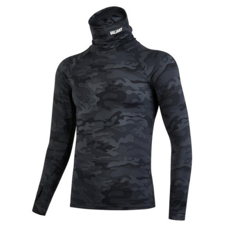 Men's Quick-drying Clothes Running Training Fitness Stretch Top Tide Brand Self-cultivation High-neck Long-sleeved T-shirt Showing Muscle Clothes